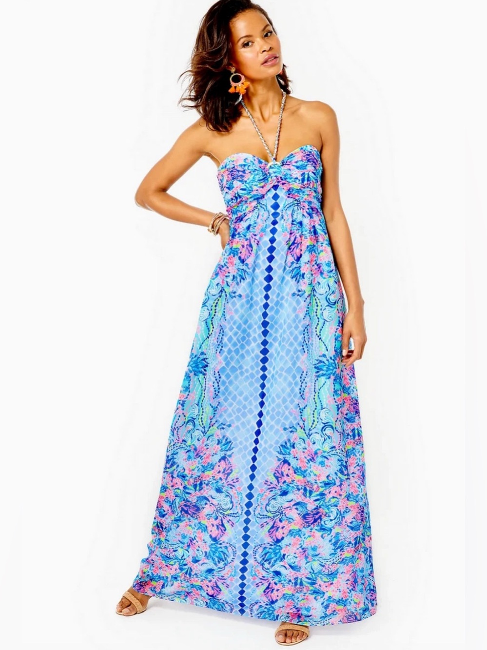 New Lilly Pulitzer Viv Maxi Dress in Multi Hidden Treasure Engineered Size 14 - Picture 2 of 6